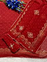 Premium Soft Georgette Bandhani Printed Saree With Beautiful Gotta patti Work in Red – view 3