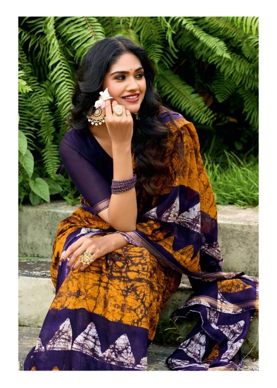 Elegance Premium VISCOS MUL COTTON Fabric Saree With Beautiful Floral Printed Design in Blue