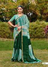 Elegance Premium VISCOS MUL COTTON Fabric Saree With Beautiful Floral Printed Design in Green