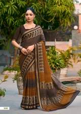 Elegance Premium VISCOS MUL COTTON Fabric Saree With Beautiful Floral Printed Design in Brown