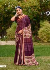 Elegance Premium VISCOS MUL COTTON Fabric Saree With Beautiful Floral Printed Design copy in Rani