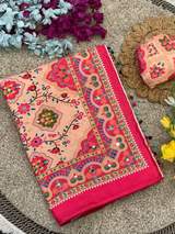 Premium Heavy Silk Crape Saree With Beautiful Floral Printed Design in All Over saree in Rani