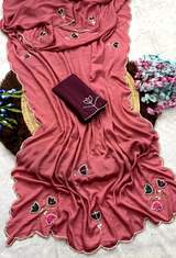 Beautiful Chinon Fabric Saree With Beautiful Bead And Moti Work Cut Dana Hand Work And Floral Butta And Small Hand in Red – view 2