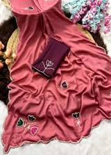 Beautiful Chinon Fabric Saree With Beautiful Bead And Moti Work Cut Dana Hand Work And Floral Butta And Small Hand in Red – view 3