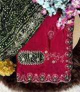 Elegance Premium Chinon Fabric Saree. Zari Embroidery Work With Sequence Work Designer Saree. in Rani – view 2