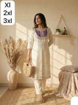 Elegant White & Purple Bandhani Print Kurta with Pant Set for Women – view 4