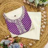 Elegant White & Purple Bandhani Print Kurta with Pant Set for Women – view 7