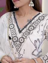 Premium White & Black Digital Print Anarkali Salwar Suit with Dupatta – view 5