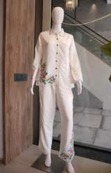 Elegant White Floral Embroidered Co-Ord Set for Women | Designer Casual Outfit – view 5