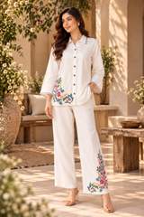 Elegant White Floral Embroidered Co-Ord Set for Women | Designer Casual Outfit – view 3