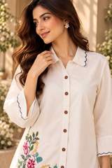 Elegant White Floral Embroidered Co-Ord Set for Women | Designer Casual Outfit – view 2
