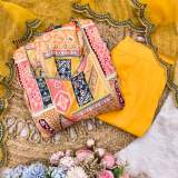 Yellow Multi-Print Anarkali Kurta Set with Dupatta | Festive & Ethnic Wear for Women – view 10
