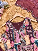 Purple Printed Multi-Color Patchwork Kurta with Patiala Salwar and Embroidered Organza Dupatta Set – view 8