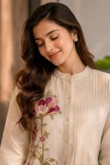 Elegant Off-White Embroidered Kurti & Pant Co-Ord Set – view 2