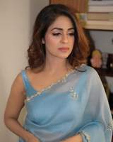 Soft Pixcel Crush Cover With Beautiful khatli cut Dena Handwork in Aqua blue – view 4