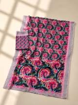 Vibrant Pink & Multicolour Shibori Printed Pure Linen Saree with Blouse Piece – view 2