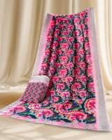 Vibrant Pink & Multicolour Shibori Printed Pure Linen Saree with Blouse Piece – view 4