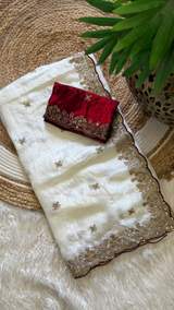 Premium Space Silk Fabric – Luxurious, Lightweight & Shimmering Material in White – view 2