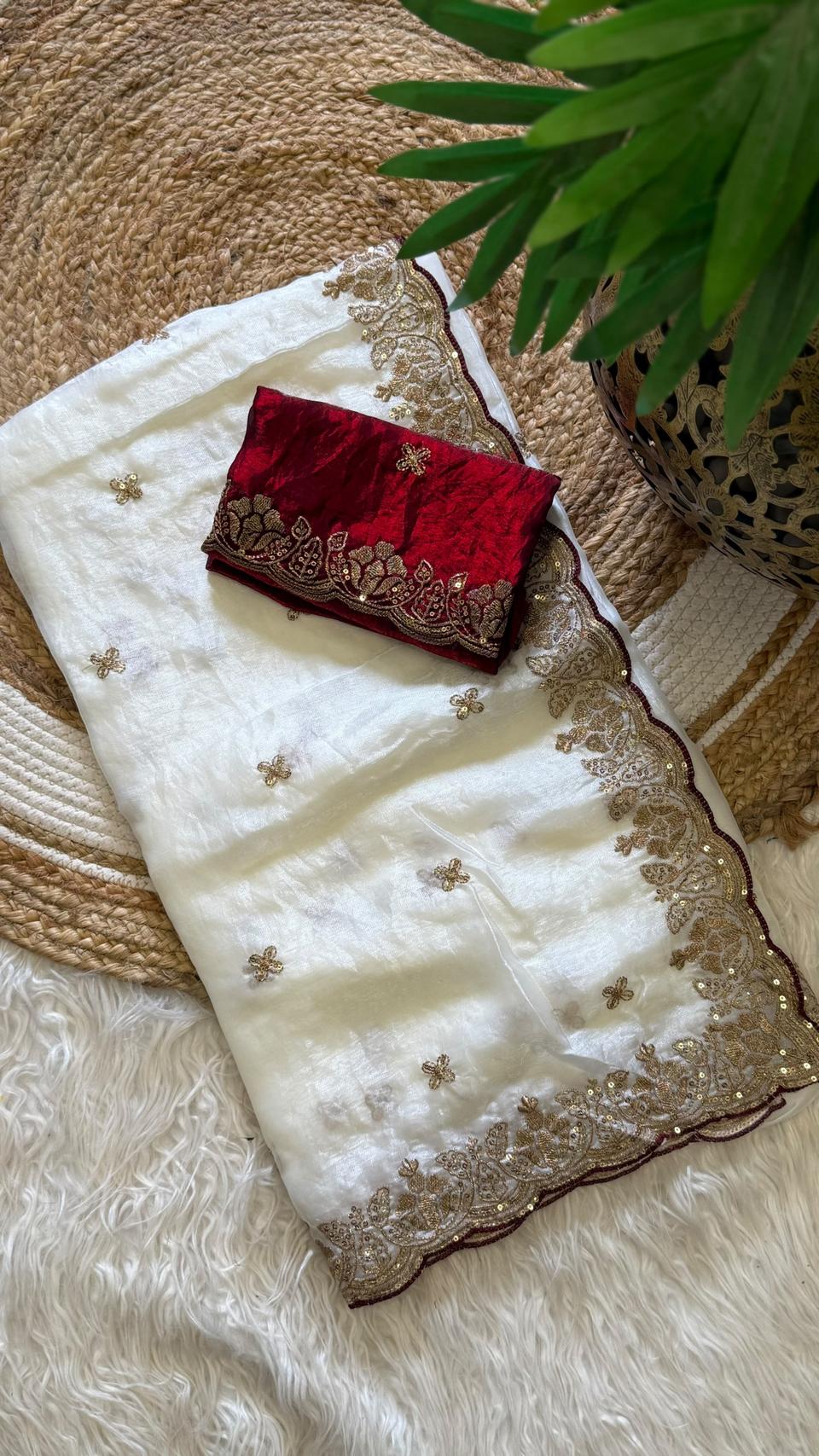 Premium Space Silk Fabric – Luxurious, Lightweight & Shimmering Material in White – view 2