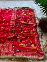 Premium Red Gaji Silk Saree with Traditional Pichwai Border & Mirror Work – view 4