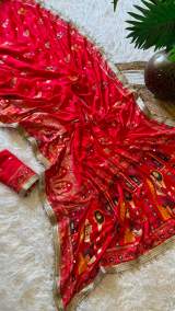 Premium Red Gaji Silk Saree with Traditional Pichwai Border & Mirror Work – view 9