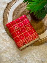 Premium Gaji Silk Red Karwa Chauth Special Saree With Mirror Work – view 4