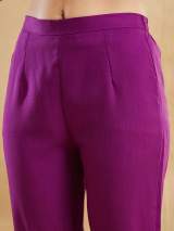 Purple Viscose Rayon Embroidered Kurti Set with Pants and Dupatta – view 9